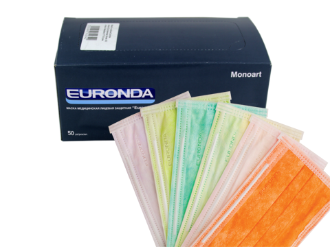 Маски Euronda трехслойные розовые, 50шт